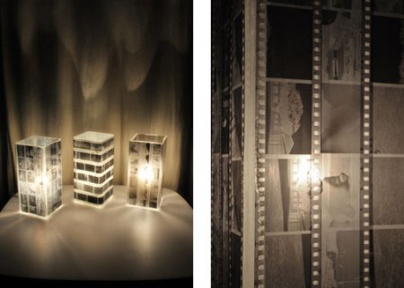 Декоративные светильники в комнату из старой черно- белой пленки