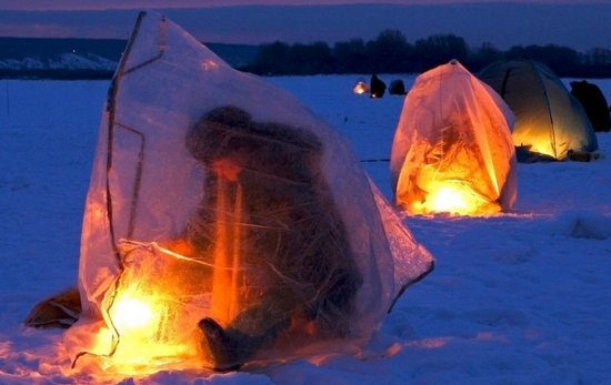 Отопление в палатки во время зимней рыбалки