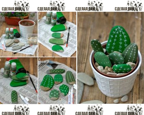 Подарки своими руками: кактус из камней Подарки своими руками: кактус из камней