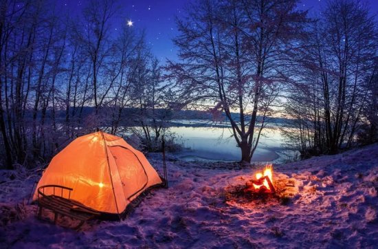 Отдыхаем с палаткой в зимнем лесу